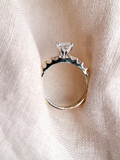 Vintage Princess Cut Diamond Engagement Ring, Prong Set 14k Gold, Classic Bridal Ring