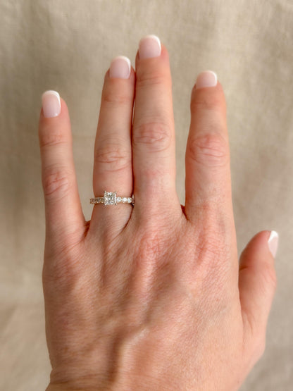 Vintage Princess Cut Diamond Engagement Ring, Prong Set 14k Gold, Classic Bridal Ring