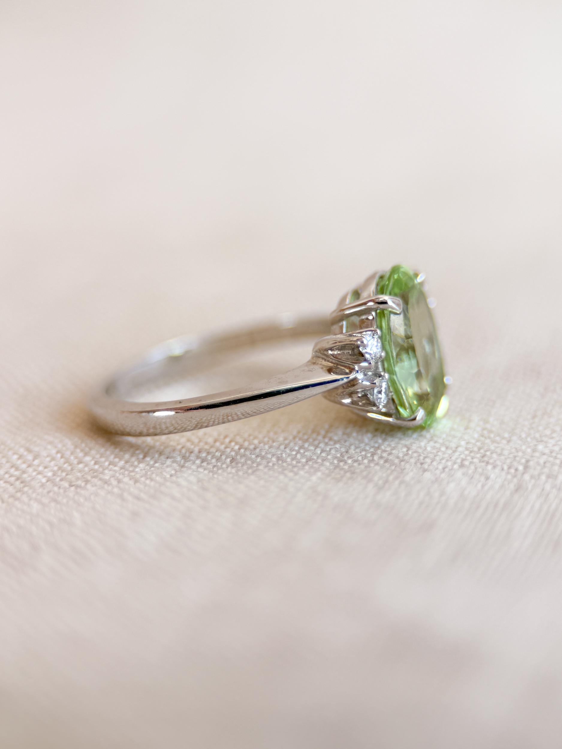 Vintage Spinel and Diamond Engagement Ring, Oval Cut, 14k White Gold, Alternative Bridal Ring