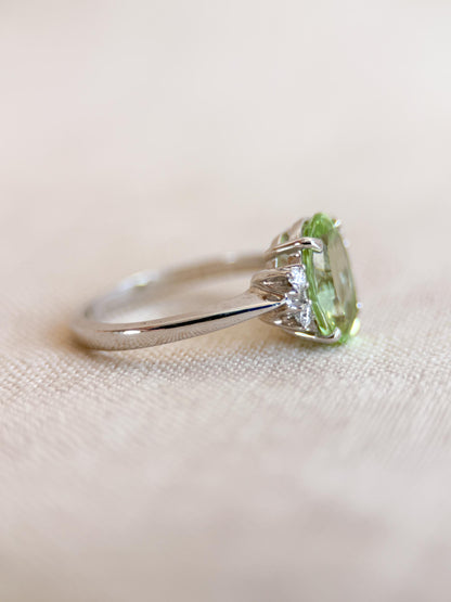 Vintage Spinel and Diamond Engagement Ring, Oval Cut, 14k White Gold, Alternative Bridal Ring