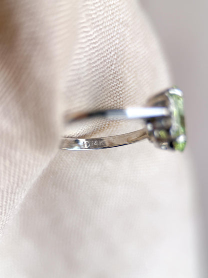 Vintage Spinel and Diamond Engagement Ring, Oval Cut, 14k White Gold, Alternative Bridal Ring