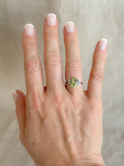 Vintage Spinel and Diamond Engagement Ring, Oval Cut, 14k White Gold, Alternative Bridal Ring
