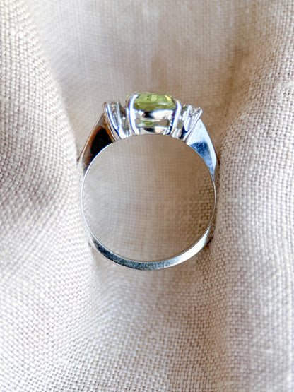 Vintage Spinel and Diamond Engagement Ring, Oval Cut, 14k White Gold, Alternative Bridal Ring