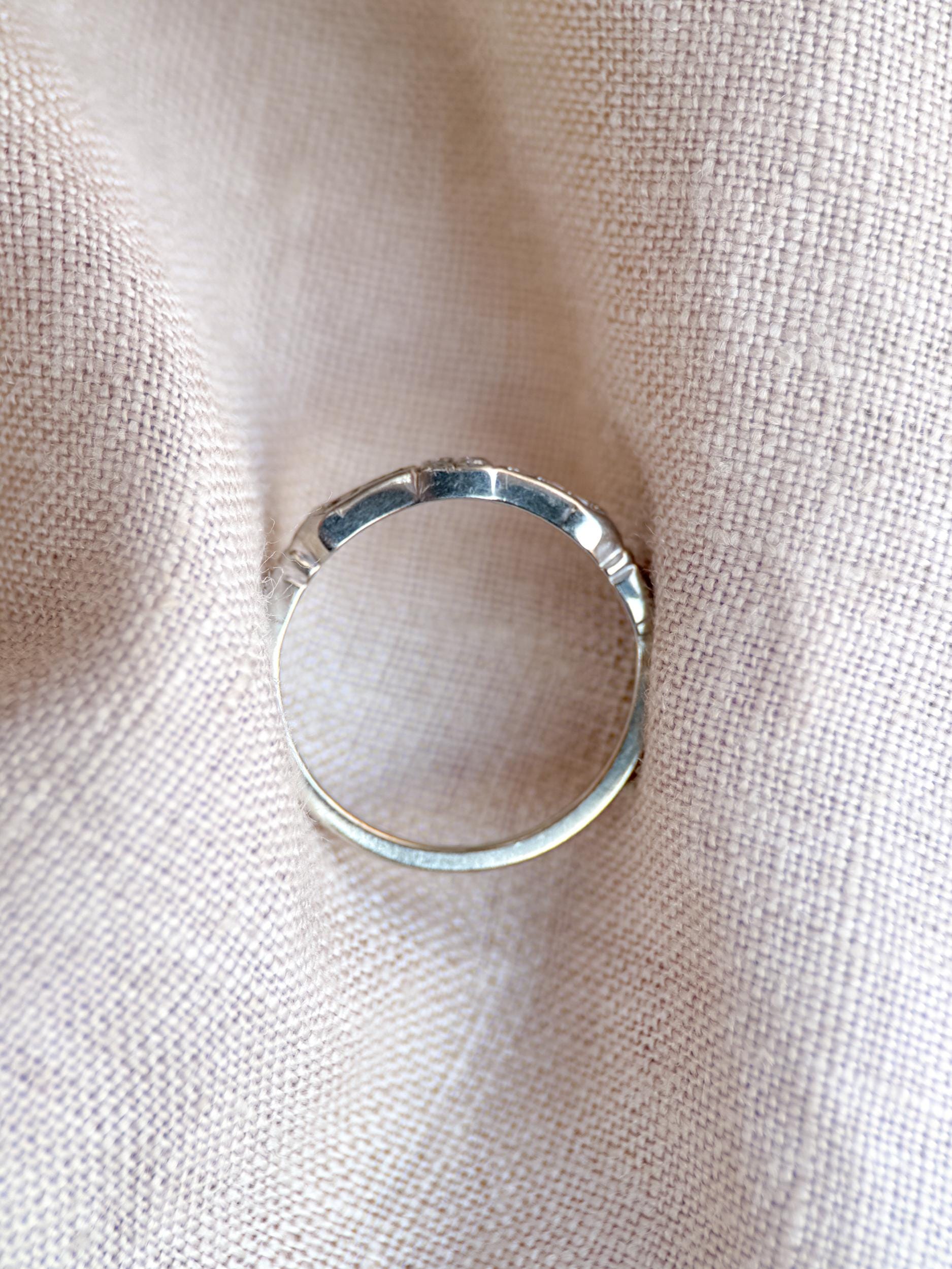 Vintage Diamond Wedding Band, 14k White Gold, Art Deco Minimalist Ring