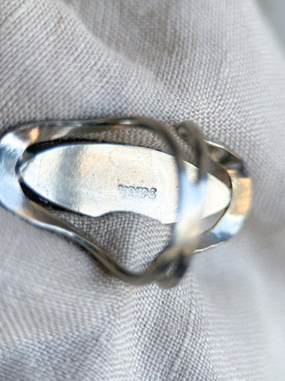 Vintage Turquoise Ring Sterling Silver, Oval Open Statement Ring, Boho Everyday Jewelry