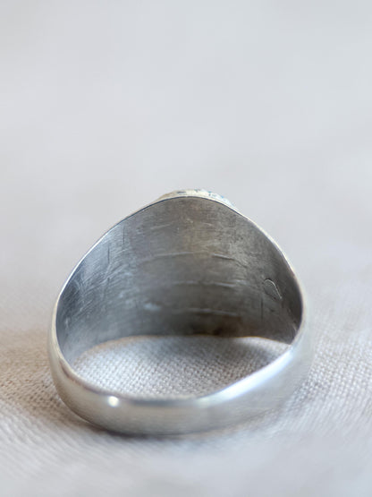 Vintage Turquoise Ring Sterling Silver, Two-Stone Bezel Statement Ring, Boho Everyday Jewelry