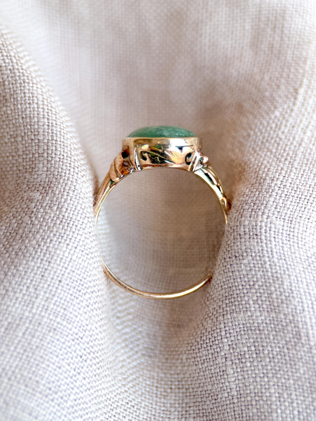 Vintage Jade Ring, 14k Gold, Oval Cut Jadeite Statement Ring, Filigree Bezel Jewelry