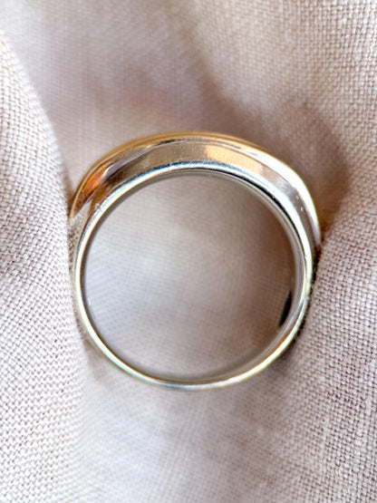 Vintage Diamond Wedding Band, 14k White Gold, Mens Channel Statement Ring, Anniversary Band