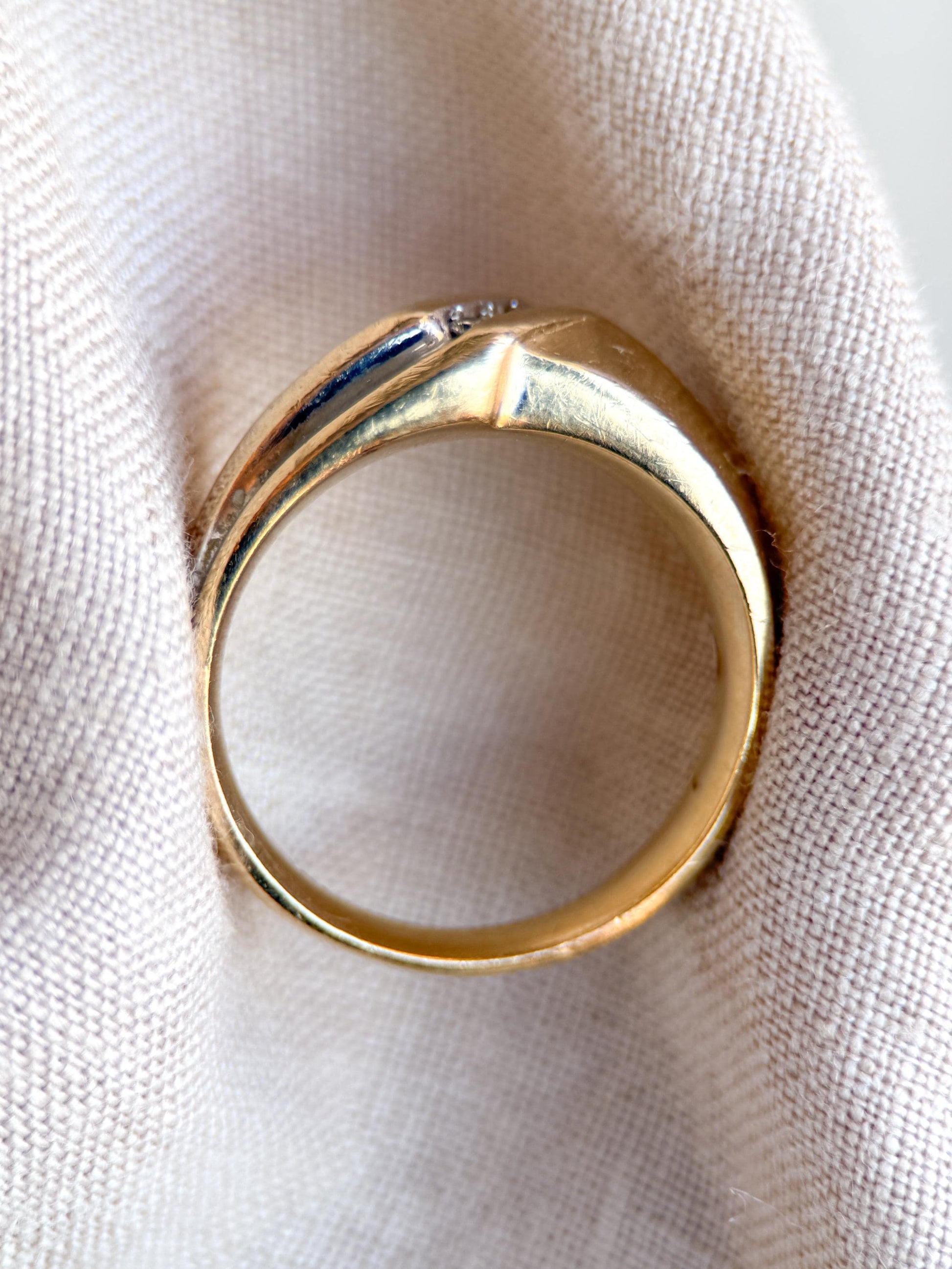 Vintage Diamond Wedding Band, 14k Gold, Mens Channel Set Statement Ring, Anniversary Band