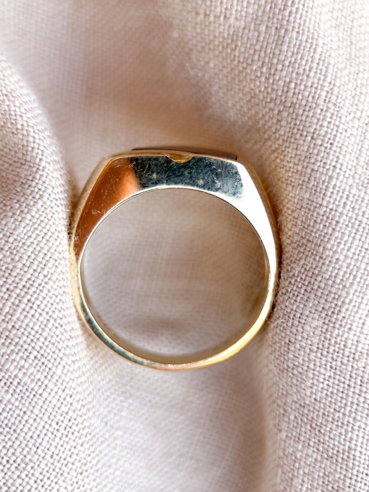 Vintage Diamond and Onyx Wedding Band, 14k Gold, Mens Signet Statement Ring, Anniversary Band