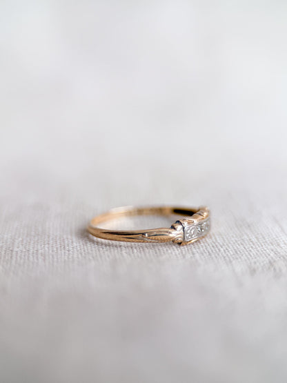 Vintage Diamond Wedding Band, 14k Gold, Art Deco Filigree Minimalist Ring, Stacking Band