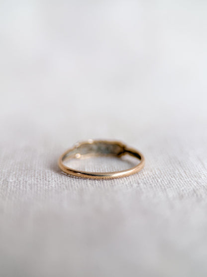 Vintage Diamond Wedding Band, 14k Gold, Art Deco Filigree Minimalist Ring, Stacking Band