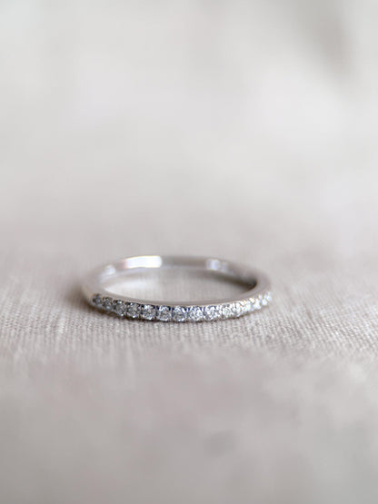 Vintage Diamond Wedding Band, 14k White Gold, Art Deco Minimalist Ring