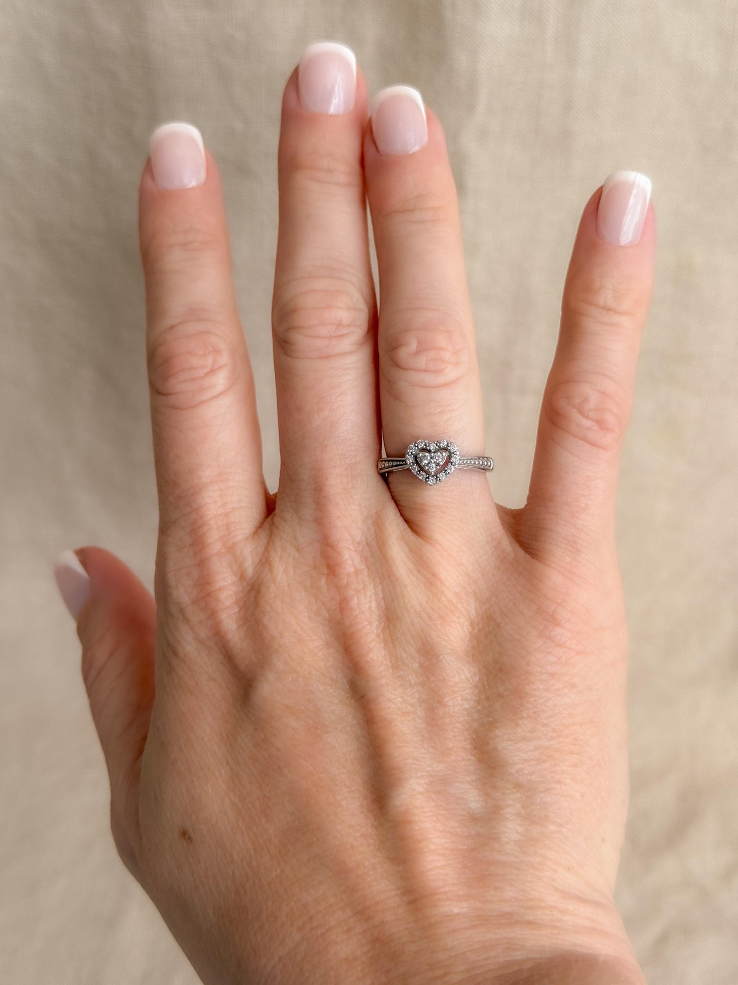 Vintage Diamond Engagement Ring, Heart Shaped 10k White Gold Halo Bridal Ring