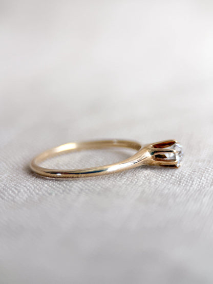 Vintage Old Mine Cut Diamond Solitaire Engagement Ring, 14k Gold, 6 Prong Bridal Ring