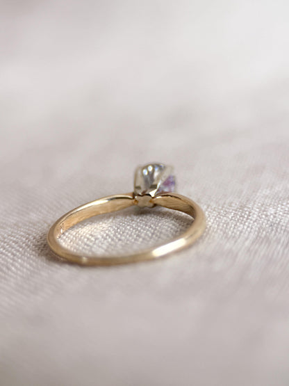 Vintage Diamond Solitaire Engagement Ring, Round Cut 14k Gold, 4 Prong Bridal Ring