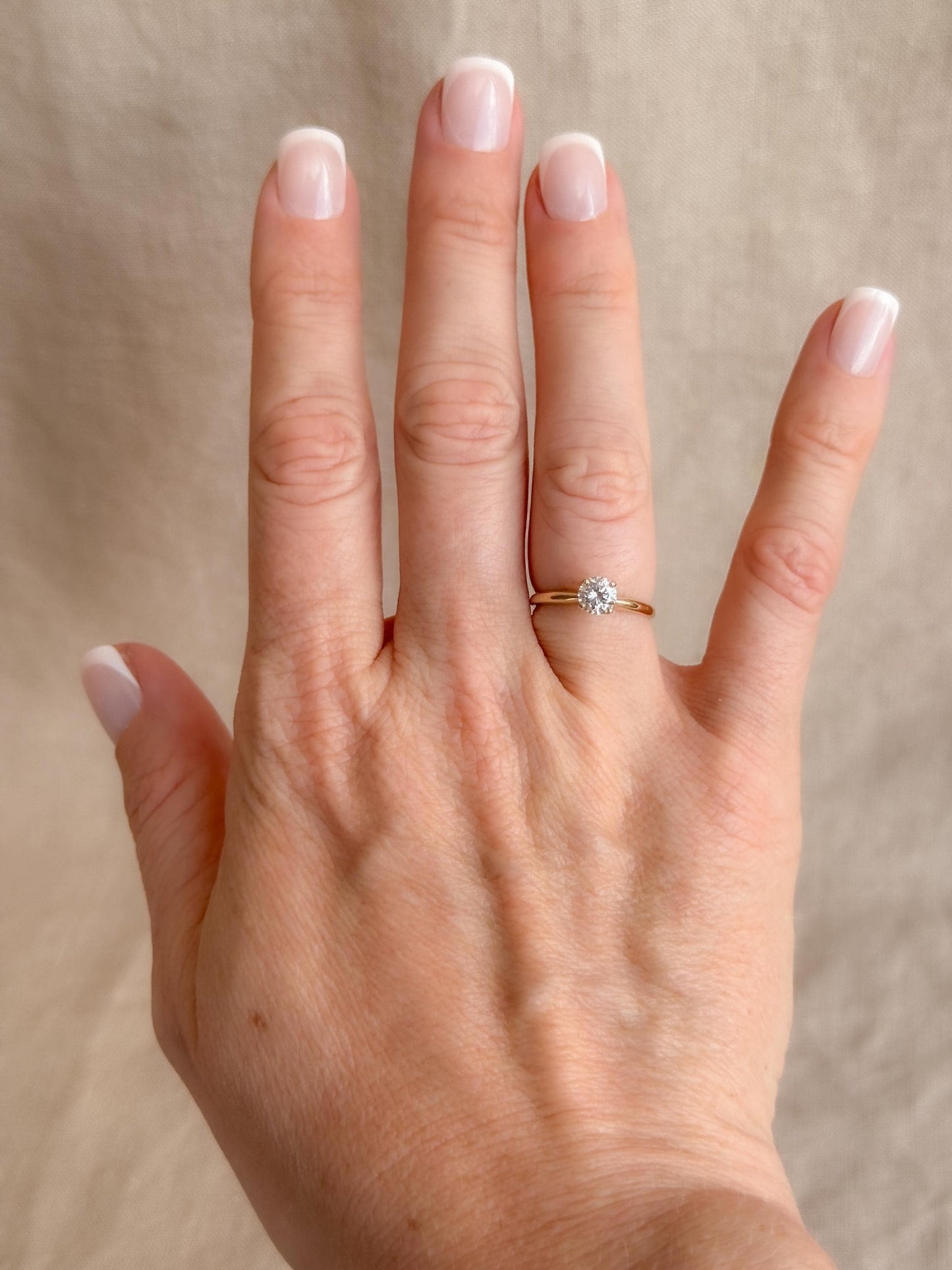 Vintage Diamond Solitaire Engagement Ring, Round Cut 14k Gold, 4 Prong Bridal Ring