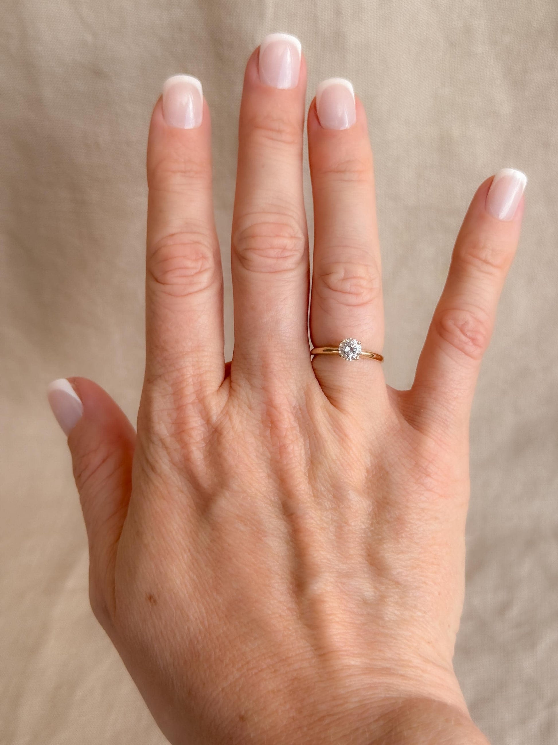Vintage Diamond Solitaire Engagement Ring, Round Cut 14k Gold, 4 Prong Bridal Ring