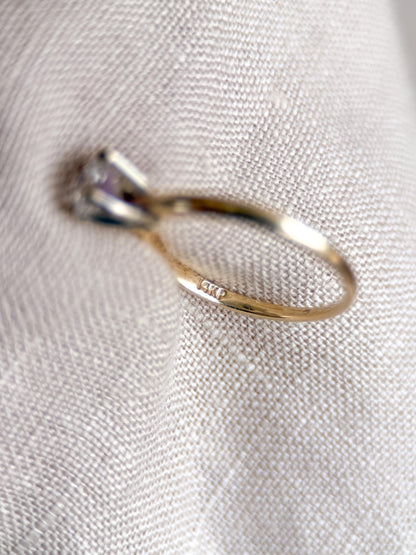 Vintage Diamond Solitaire Engagement Ring, Round Cut 14k Gold, 4 Prong Bridal Ring