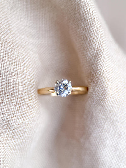 Vintage Diamond Solitaire Engagement Ring, Round Cut 14k Gold, 4 Prong Bridal Ring