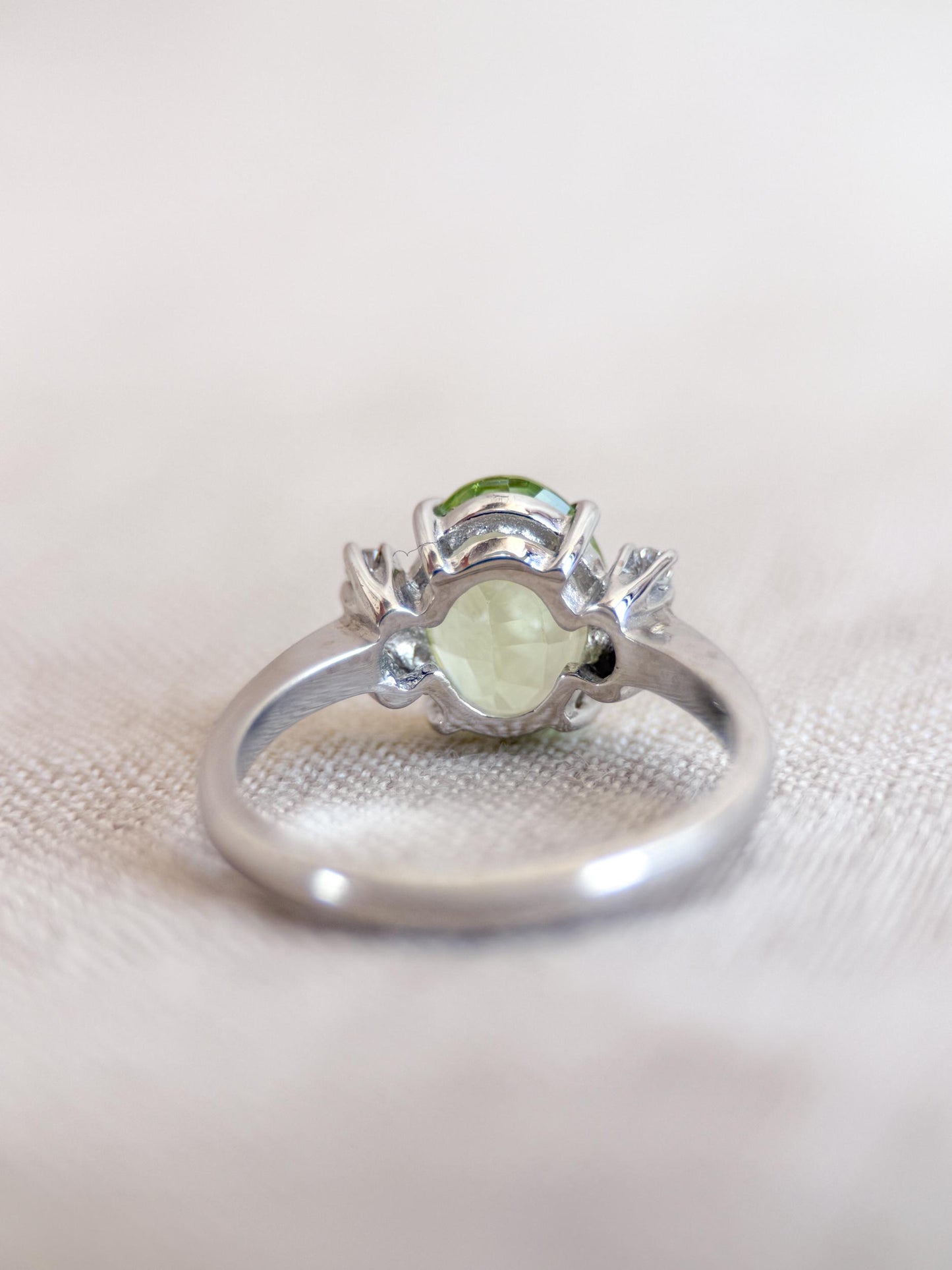 Vintage Spinel and Diamond Engagement Ring, Oval Cut, 14k White Gold, Alternative Bridal Ring