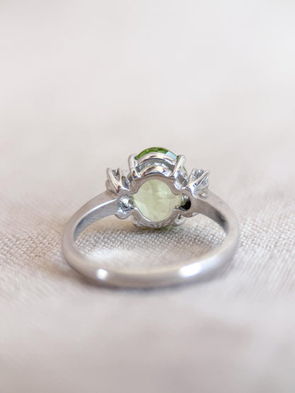 Vintage Spinel and Diamond Engagement Ring, Oval Cut, 14k White Gold, Alternative Bridal Ring
