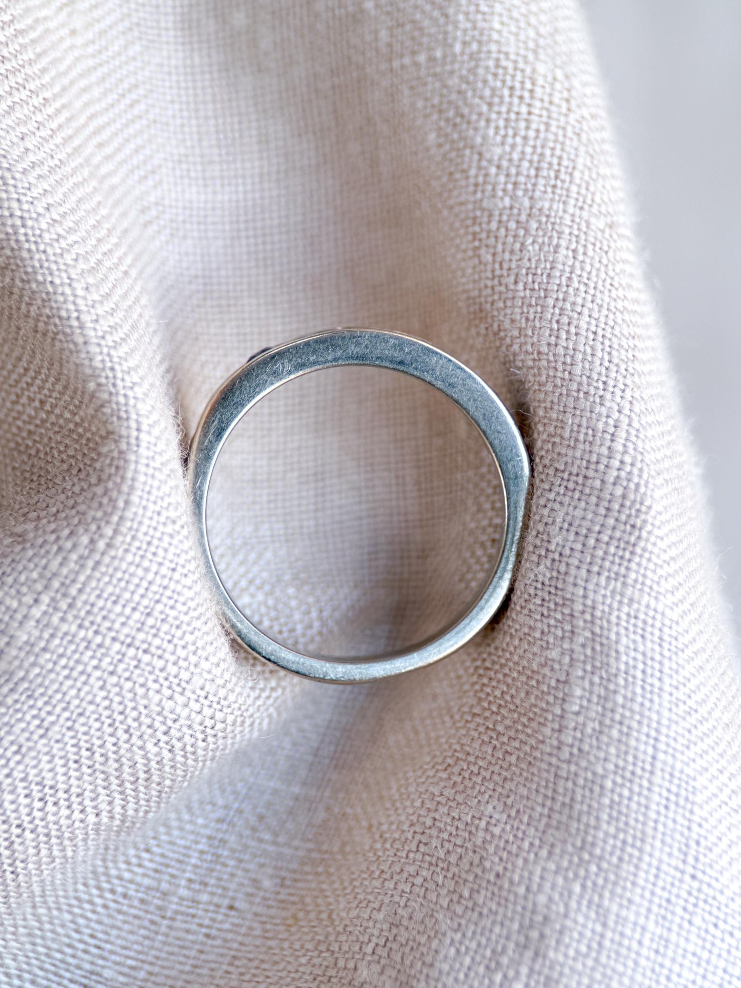 Vintage Diamond and Sapphire Wedding Band, 14k White Gold, Channel Minimalist Ring, Stacking Band