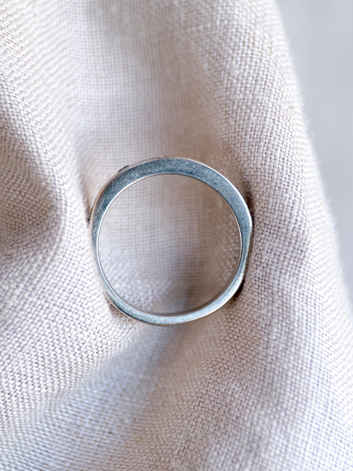 Vintage Diamond and Sapphire Wedding Band, 14k White Gold, Channel Minimalist Ring, Stacking Band