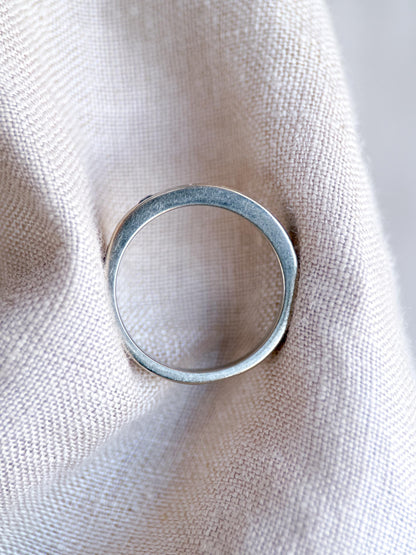 Vintage Diamond and Sapphire Wedding Band, 14k White Gold, Channel Minimalist Ring, Stacking Band