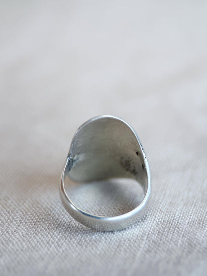 Vintage Turquoise Ring Sterling Silver, Round Bezel Statement Ring, Boho Everyday Jewelry