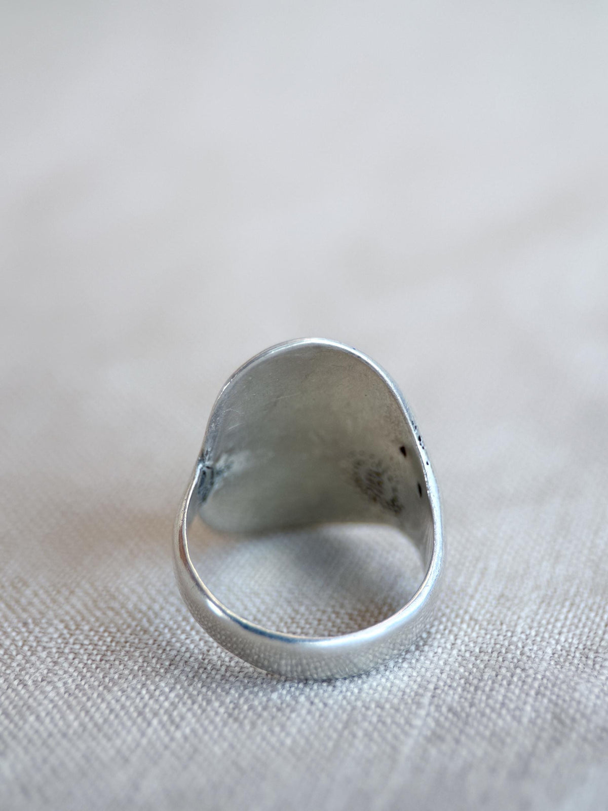 Vintage Turquoise Ring Sterling Silver, Round Bezel Statement Ring, Boho Everyday Jewelry