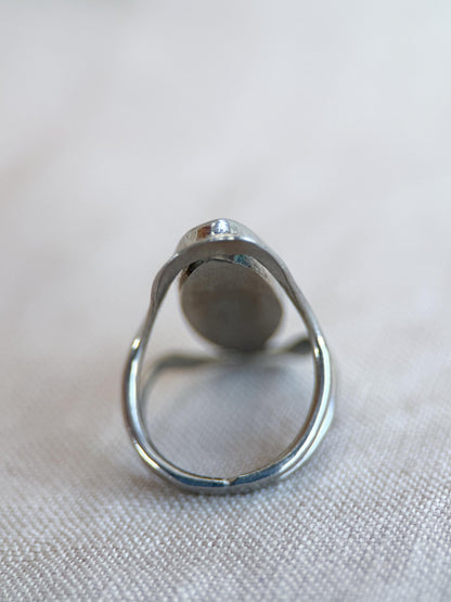 Vintage Turquoise Ring Sterling Silver, Oval Open Statement Ring, Boho Everyday Jewelry