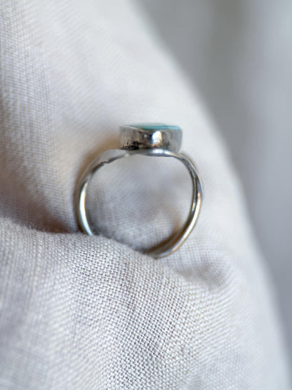 Vintage Turquoise Ring Sterling Silver, Oval Open Statement Ring, Boho Everyday Jewelry