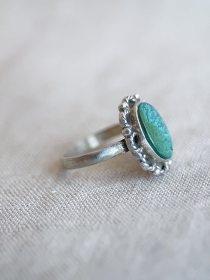 Vintage Turquoise Ring Sterling Silver, Scalloped Floral Statement Ring, Boho Everyday Jewelry