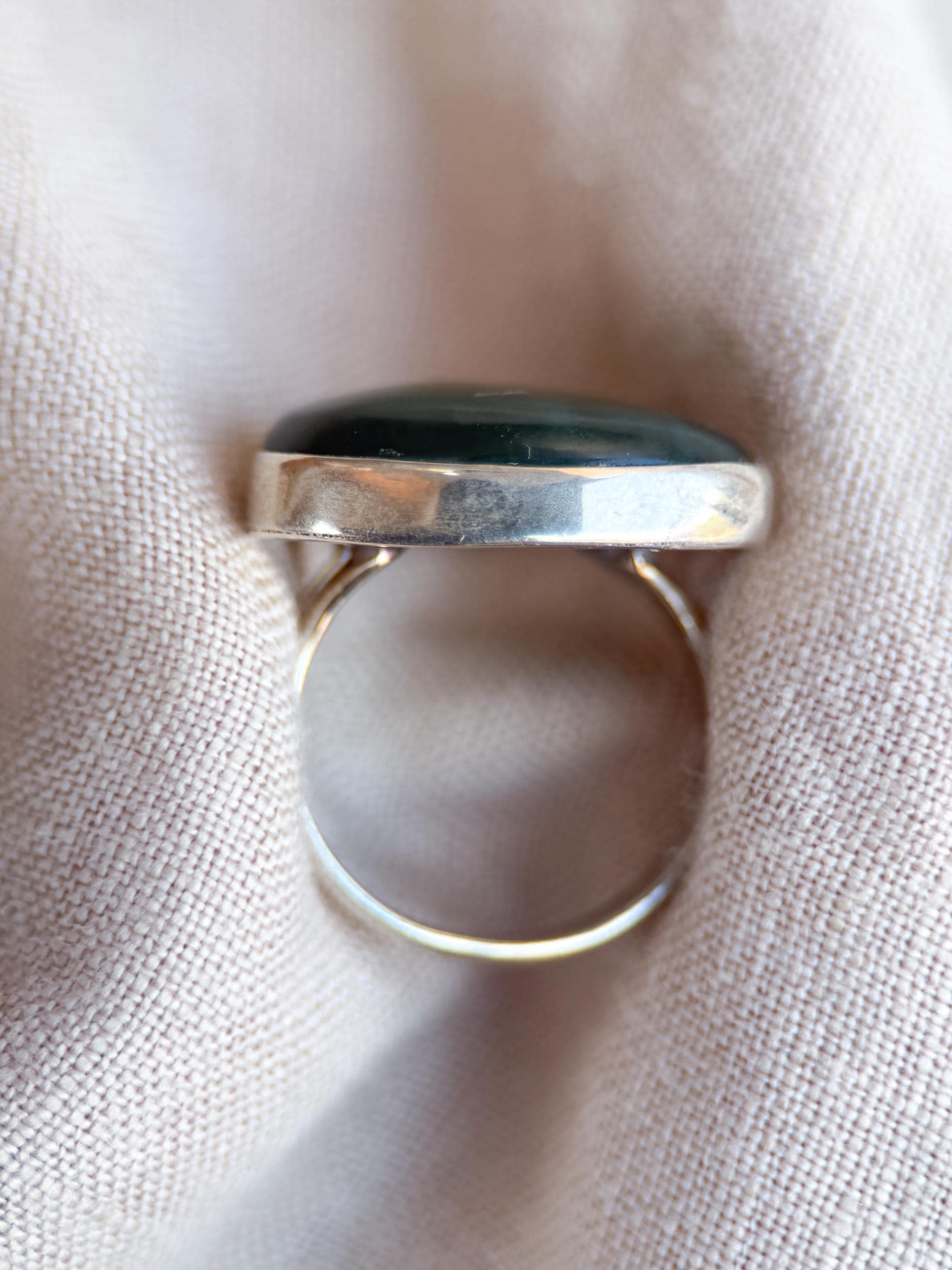 Vintage Nephrite Jade Ring Sterling Silver, Large Pear Bezel Statement Ring, Boho Everyday Jewelry