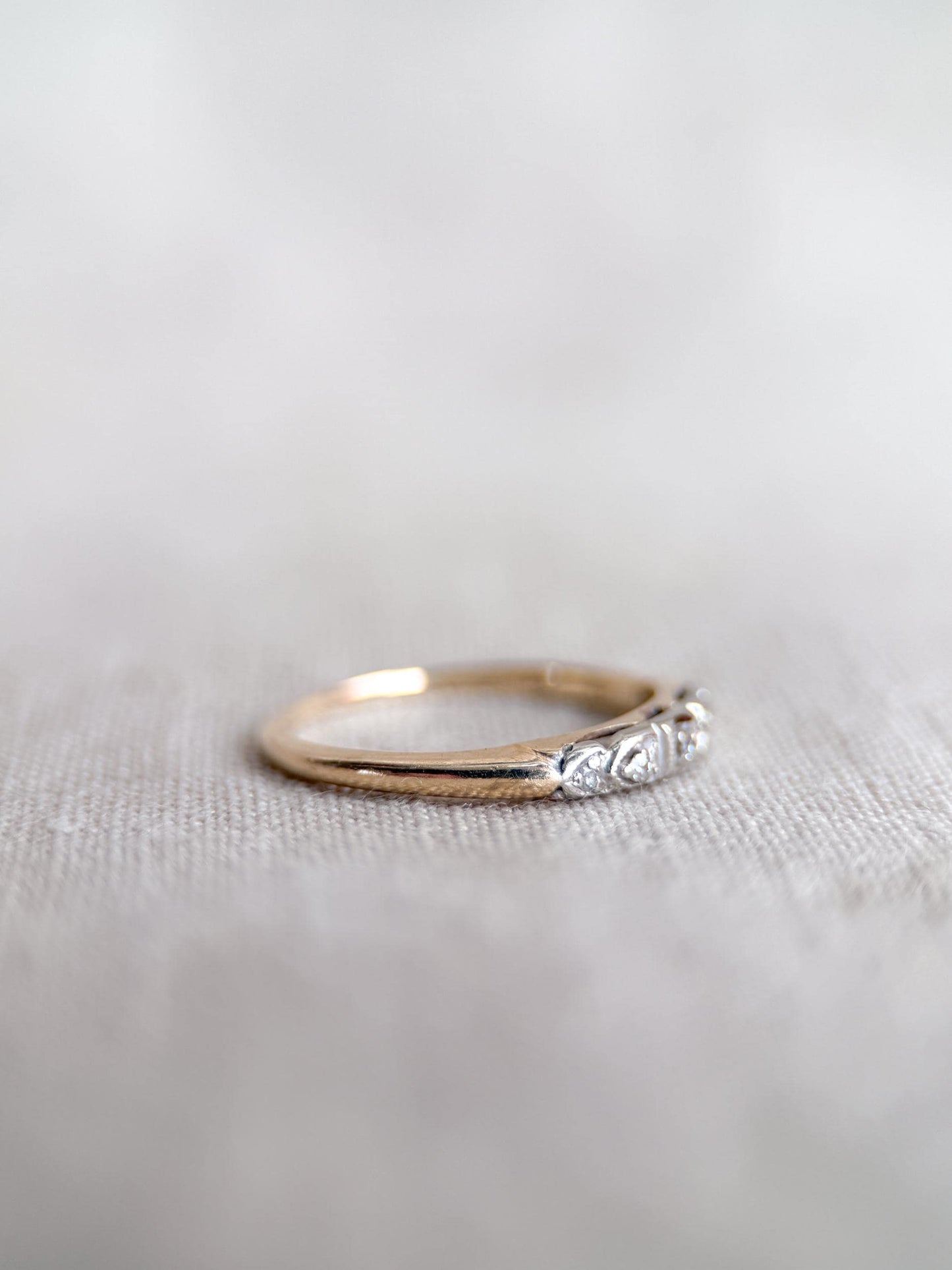 Vintage Diamond Wedding Band, 14k Gold, Art Deco Filigree Minimalist Ring, Stacking Band