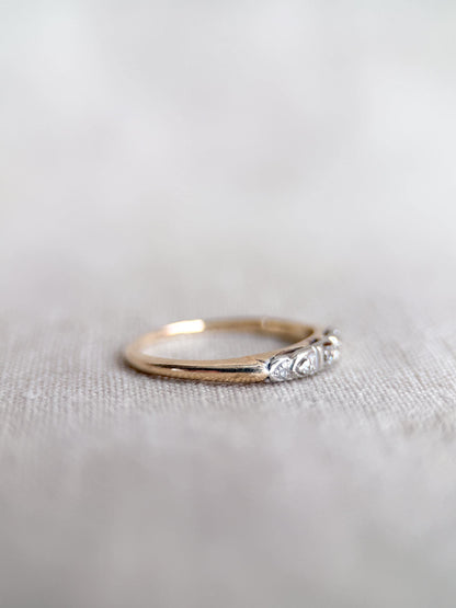 Vintage Diamond Wedding Band, 14k Gold, Art Deco Filigree Minimalist Ring, Stacking Band