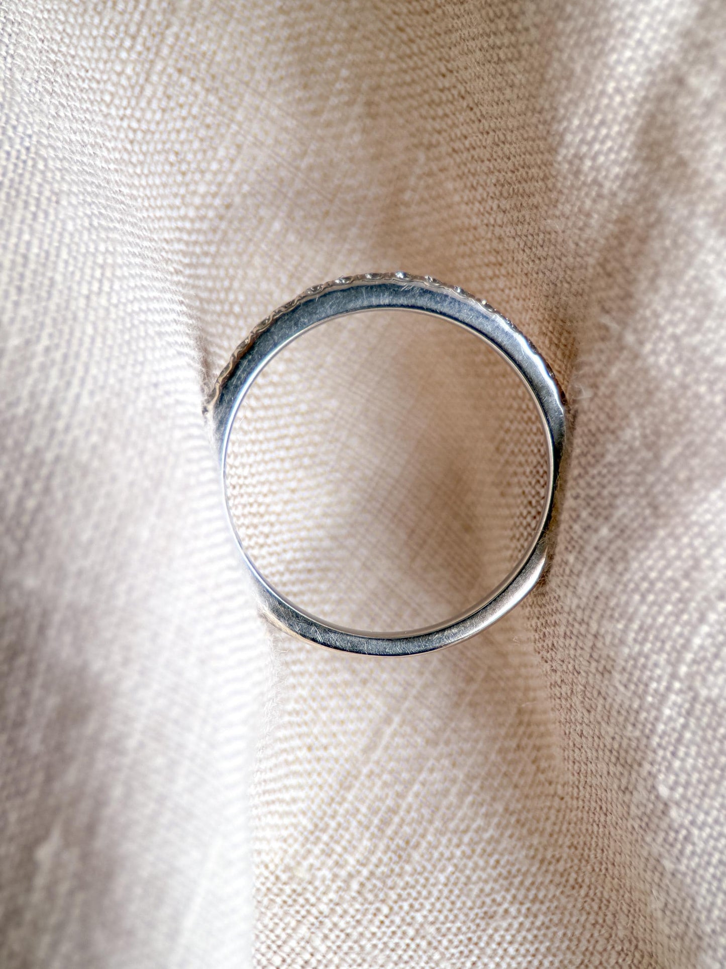 Vintage Diamond Wedding Band, 14k White Gold, Art Deco Minimalist Ring