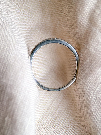 Vintage Diamond Wedding Band, 14k White Gold, Art Deco Minimalist Ring