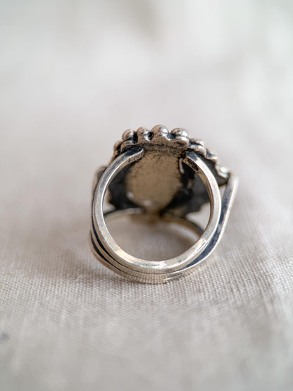 Vintage Turquoise Ring Sterling Silver, Large Statement Ring, Boho Everyday Jewelry