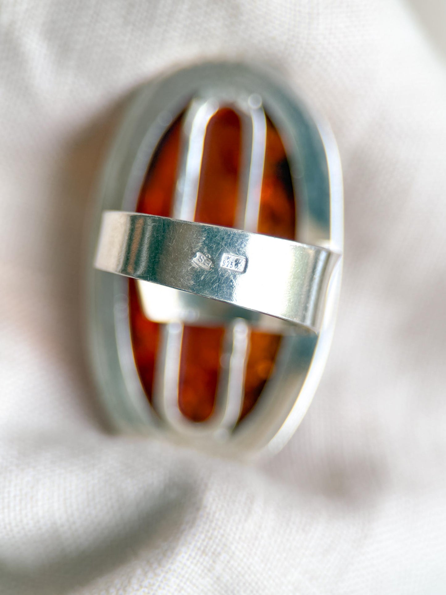 Vintage Amber Ring Sterling Silver, Large Oval Statement Ring, Boho Everyday Jewelry