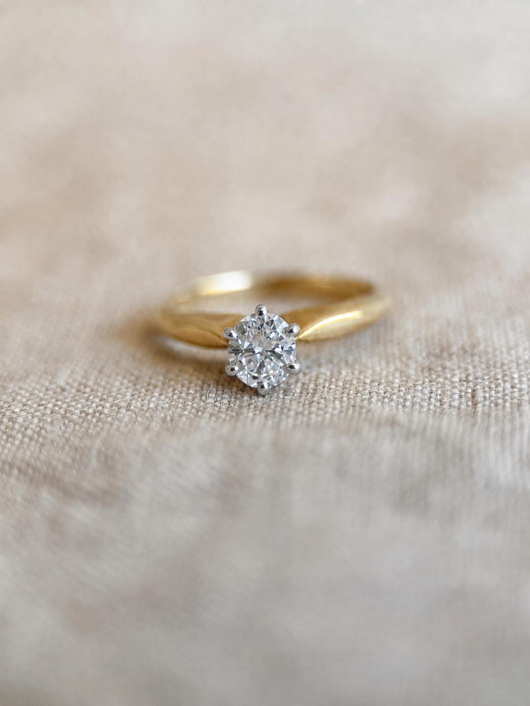 Vintage Diamond Engagement Ring, Oval Cut, 14k Gold, Solitaire Bridal Ring