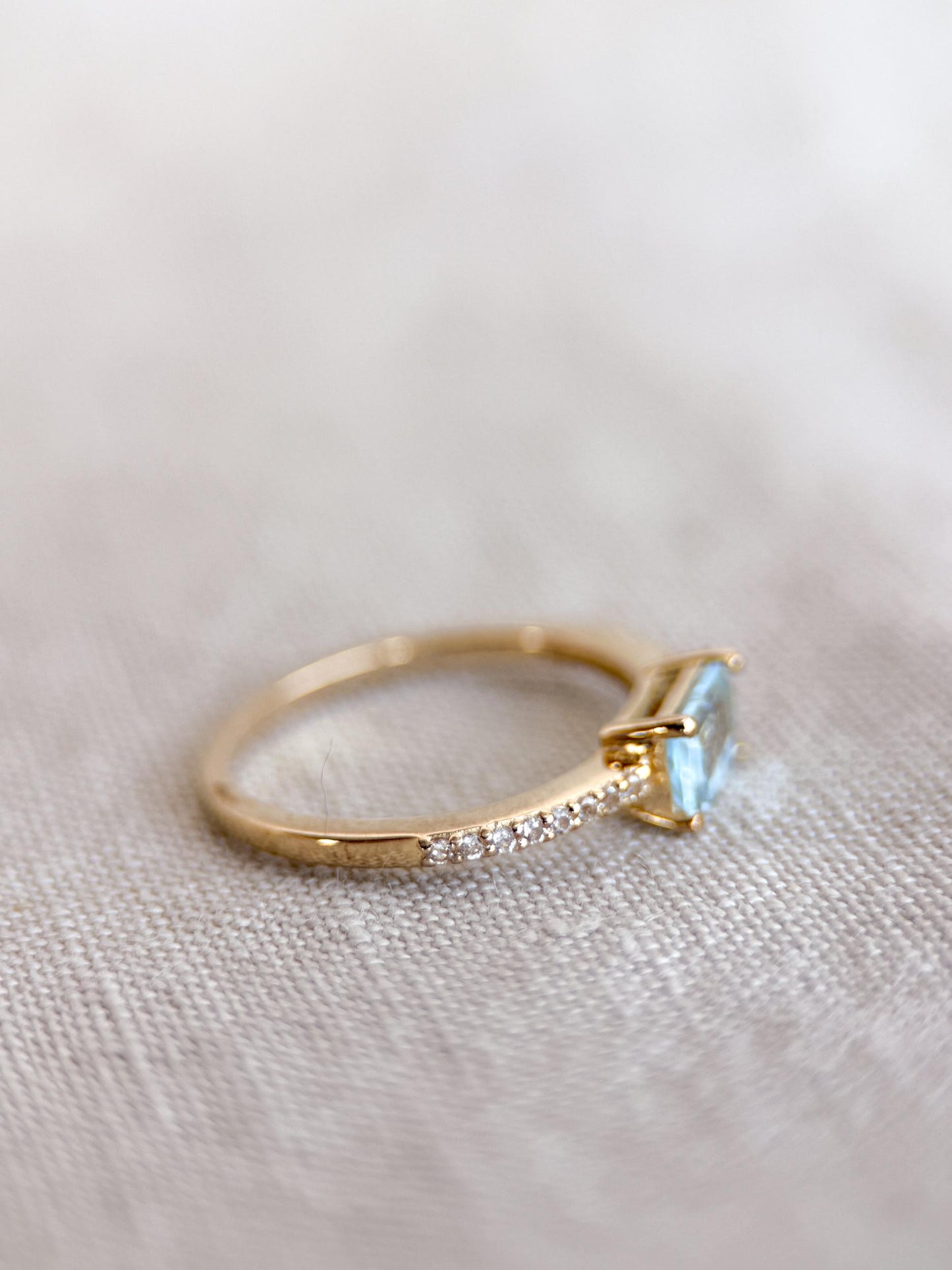 Vintage Blue Topaz Ring in Gold-Plated Sterling Silver, Minimalist Statement Ring, Unique Everyday Jewelry