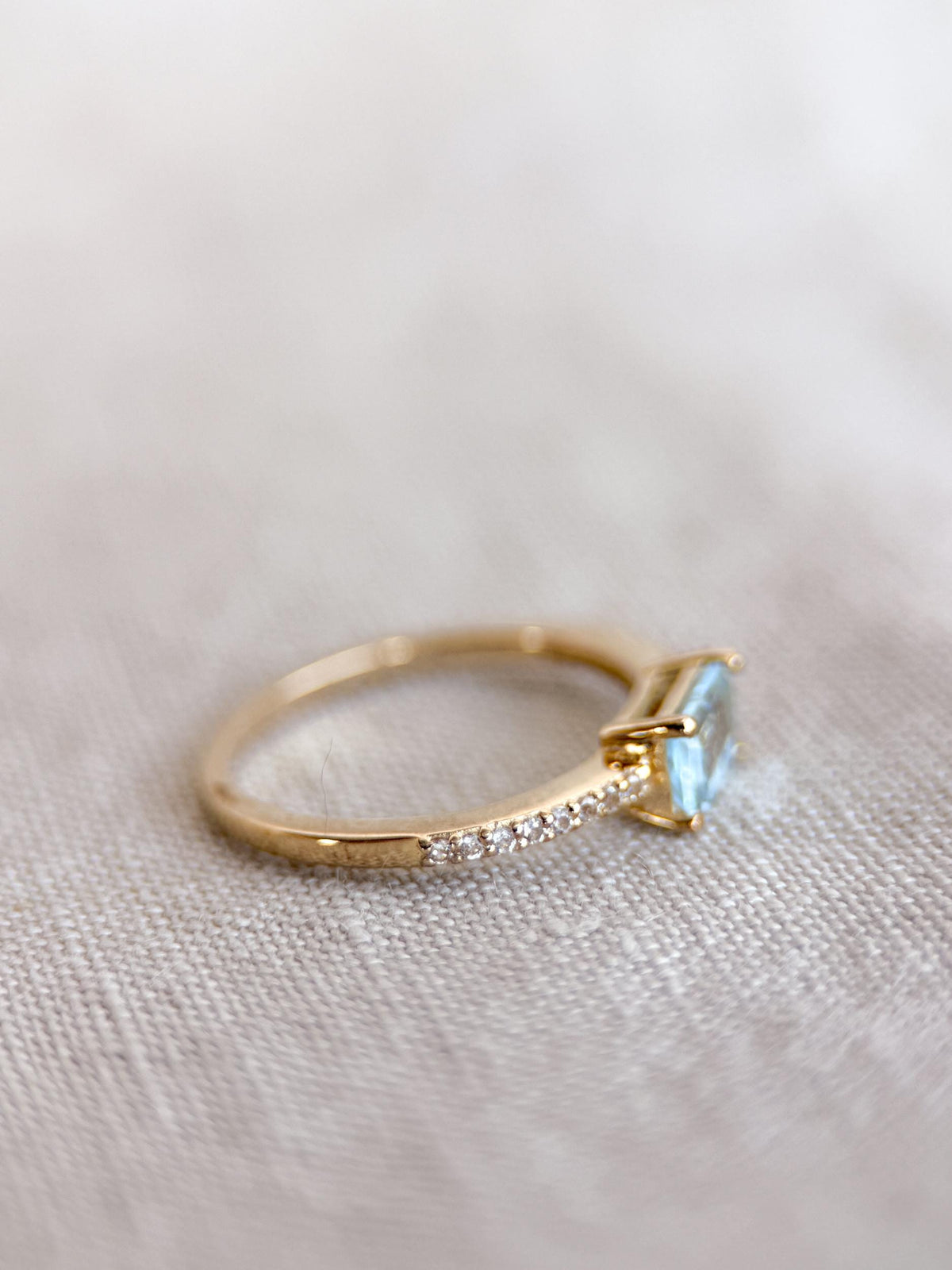 Vintage Blue Topaz Ring in Gold-Plated Sterling Silver, Minimalist Statement Ring, Unique Everyday Jewelry