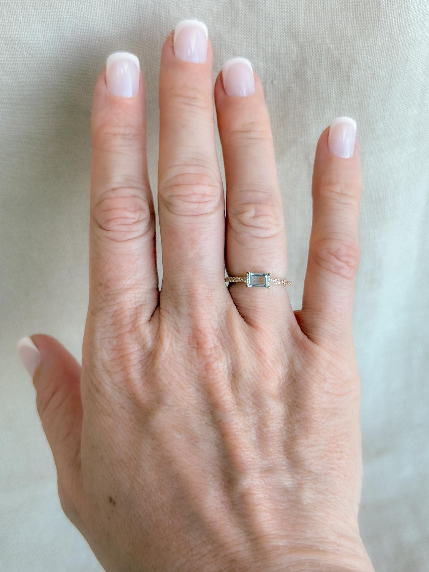 Vintage Blue Topaz Ring in Gold-Plated Sterling Silver, Minimalist Statement Ring, Unique Everyday Jewelry