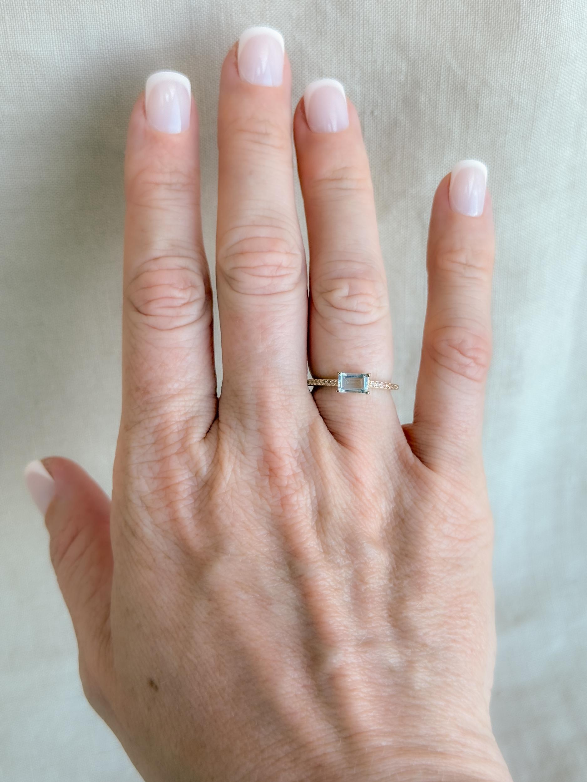 Vintage Blue Topaz Ring in Gold-Plated Sterling Silver, Minimalist Statement Ring, Unique Everyday Jewelry