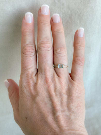 Vintage Blue Topaz Ring in Gold-Plated Sterling Silver, Minimalist Statement Ring, Unique Everyday Jewelry