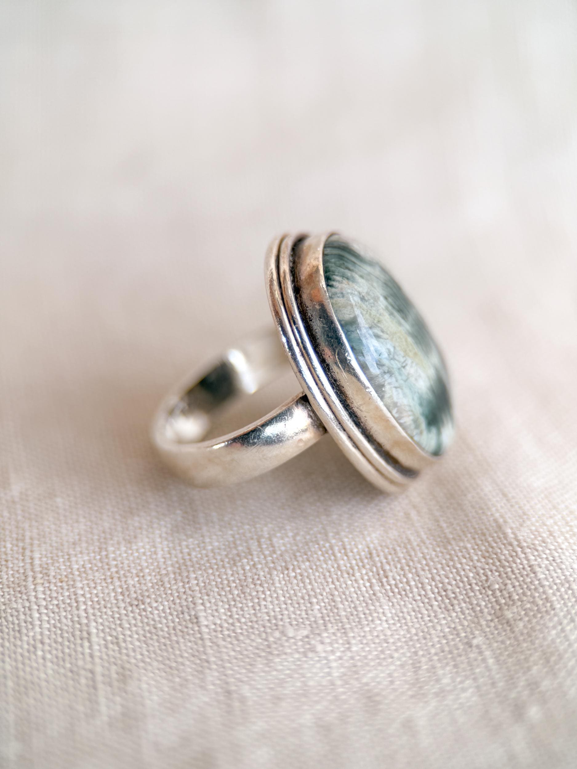 Vintage Quartz Ring Sterling Silver, Oval Gemstone Statement Ring, Boho Everyday Jewelry