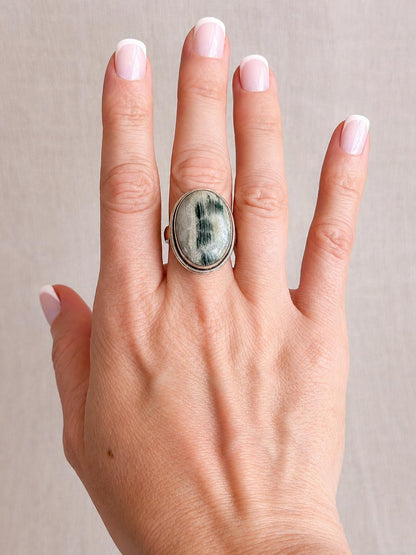Vintage Quartz Ring Sterling Silver, Oval Gemstone Statement Ring, Boho Everyday Jewelry