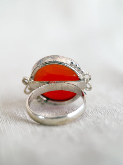 Vintage Carnelian Ring, Sterling Silver Faceted Bezel Statement Ring, Bold Everyday Jewelry